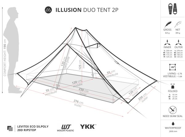 Liteway Illusion Duo Tent 2P (895g) - Image 2